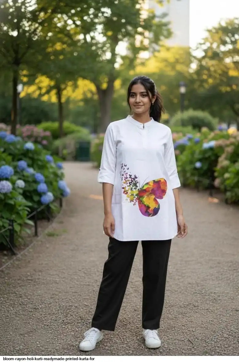 BLOOM RAYON HOLI KURTI READYMADE PRINTED KURTA PANT 13