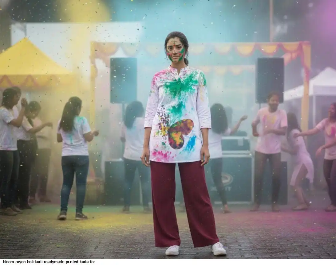 BLOOM RAYON HOLI KURTI READYMADE PRINTED KURTA PANT 9