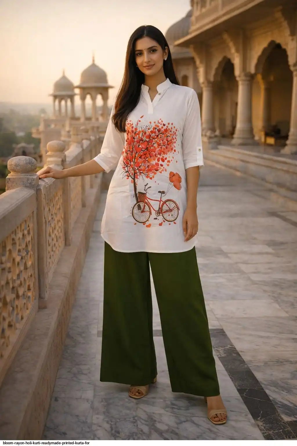 BLOOM RAYON HOLI KURTI READYMADE PRINTED KURTA PANT 2