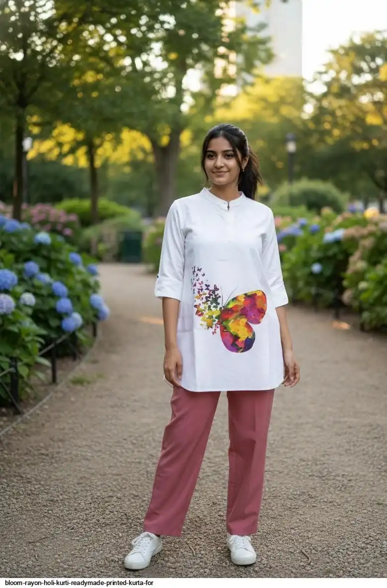 BLOOM RAYON HOLI KURTI READYMADE PRINTED KURTA PANT 16