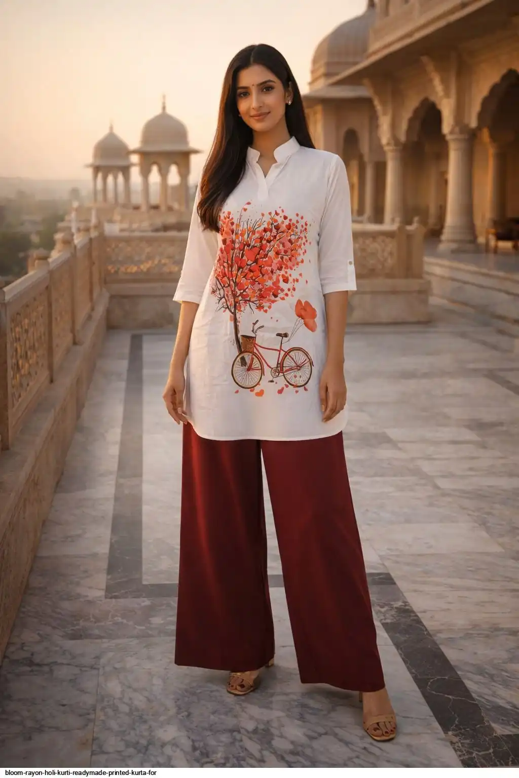 BLOOM RAYON HOLI KURTI READYMADE PRINTED KURTA PANT 3