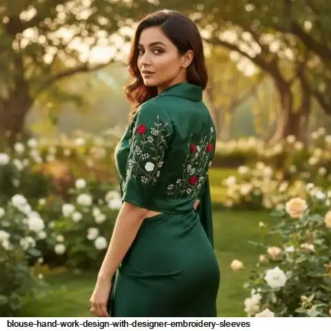 BLOUSE HAND WORK DESIGN WITH DESIGNER EMBROIDERY SLEEVES 3