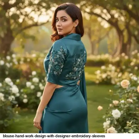 BLOUSE HAND WORK DESIGN WITH DESIGNER EMBROIDERY SLEEVES 2