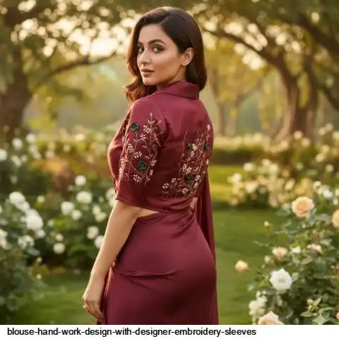 BLOUSE HAND WORK DESIGN WITH DESIGNER EMBROIDERY SLEEVES 4