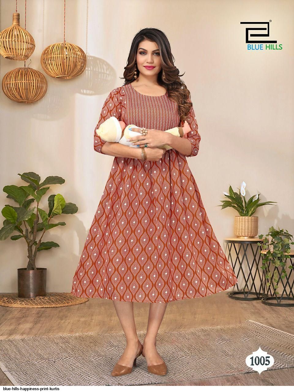 GOOD NEWS VOL 22 BY BLUE HILLS BRAND FABRIC RAYON CAPSULE MILL PRINT BOTH SIDE  ZIP FROCK STYLE KURTI WHOLESALER AND DEALER