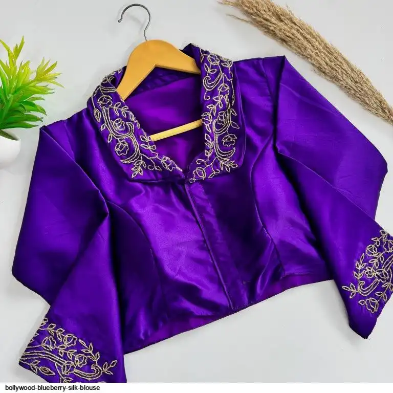 BOLLYWOOD BLUEBERRY SILK BLOUSE B