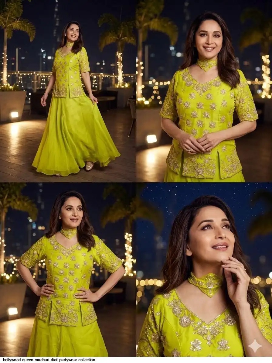 BOLLYWOOD QUEEN MADHURI DIXIT PARTYWEAR COLLECTION YELLOW