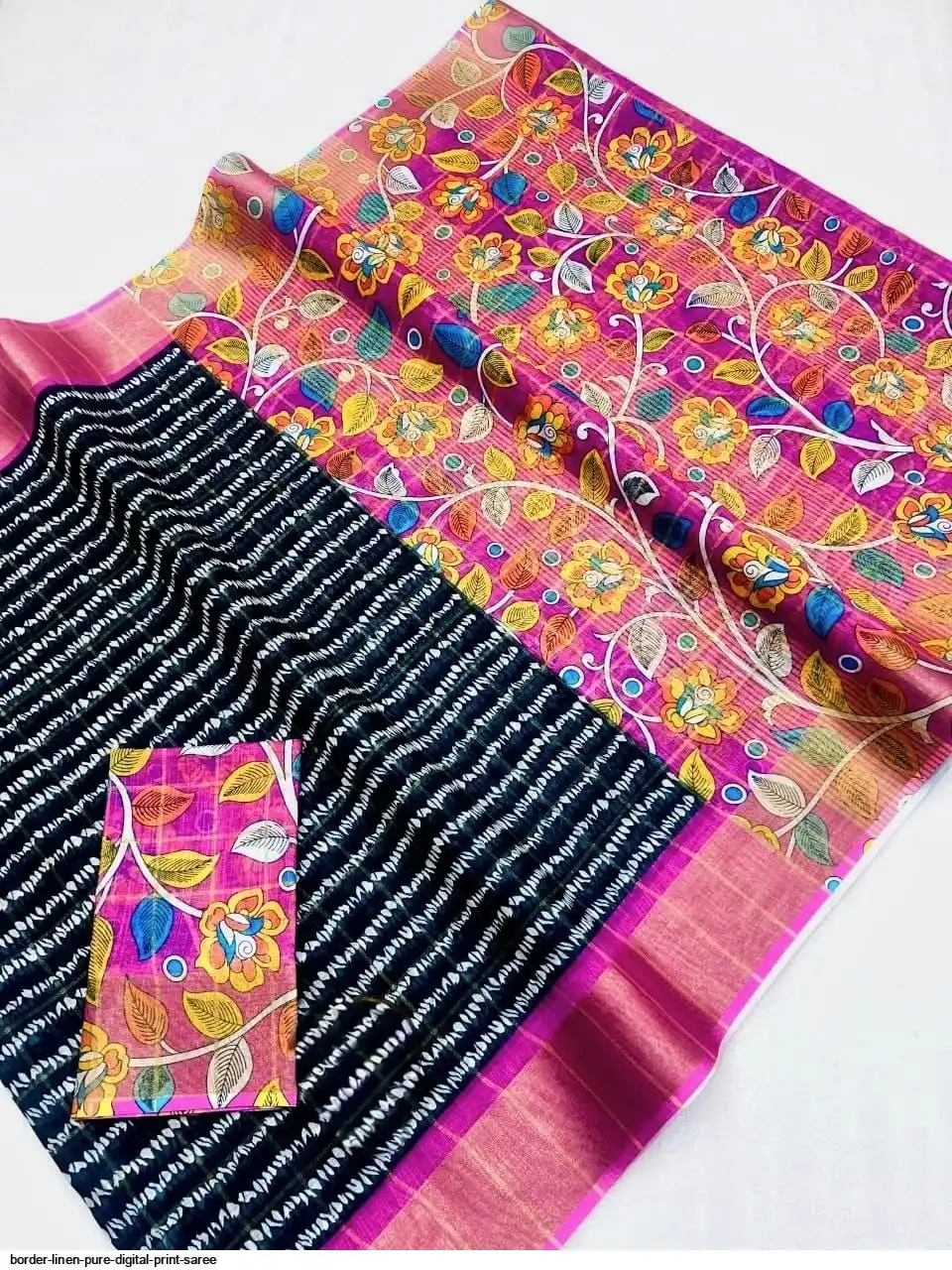 BORDER LINEN PURE DIGITAL PRINT SAREE