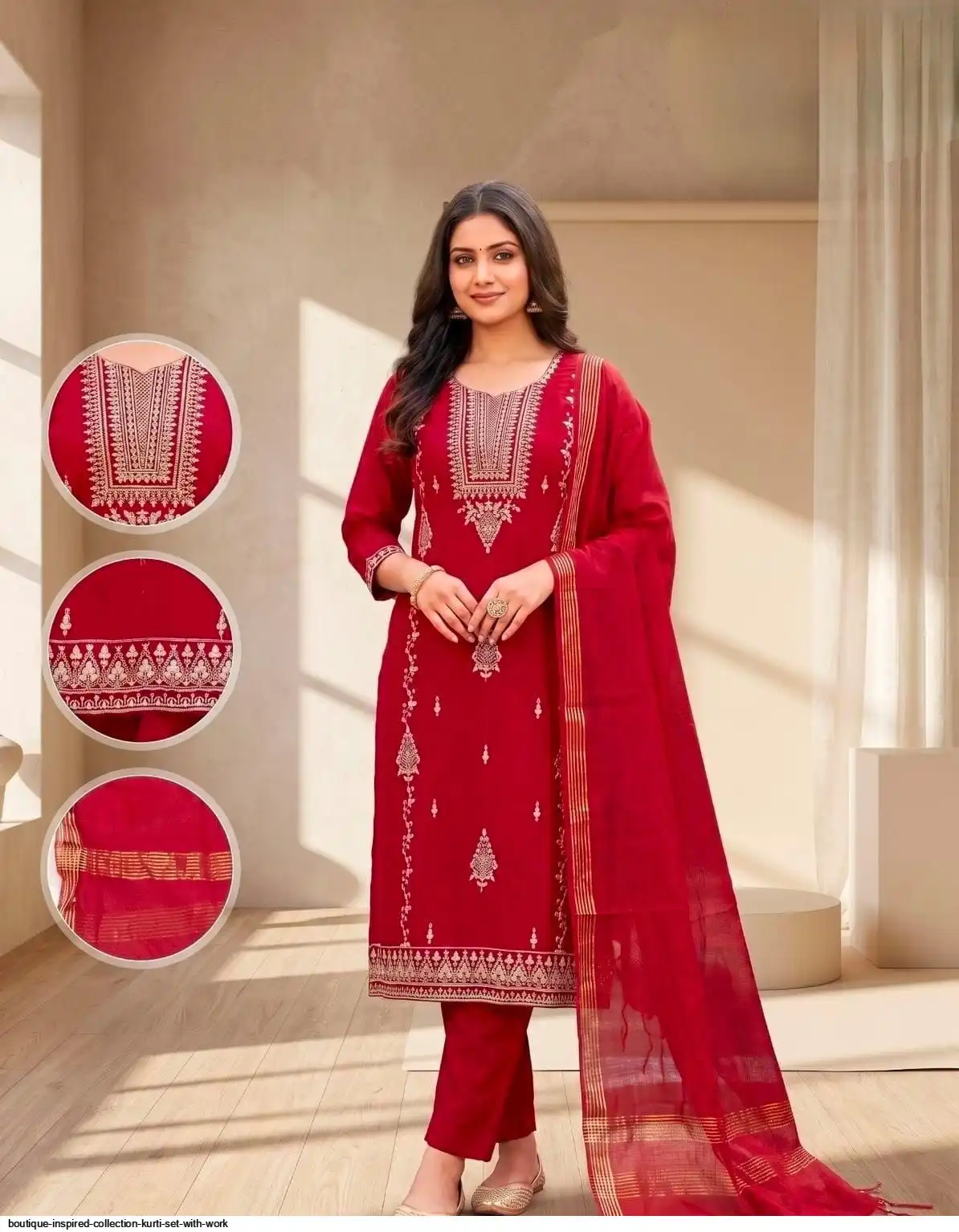 BOUTIQUE INSPIRED COLLECTION KURTI SET WITH WORK A