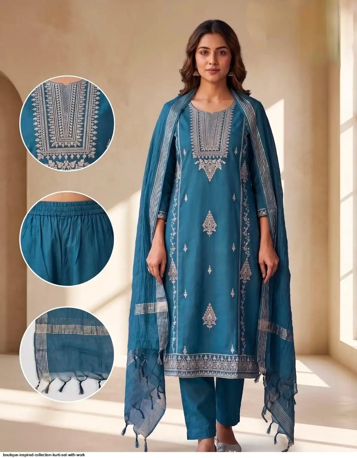BOUTIQUE INSPIRED COLLECTION KURTI SET WITH WORK B