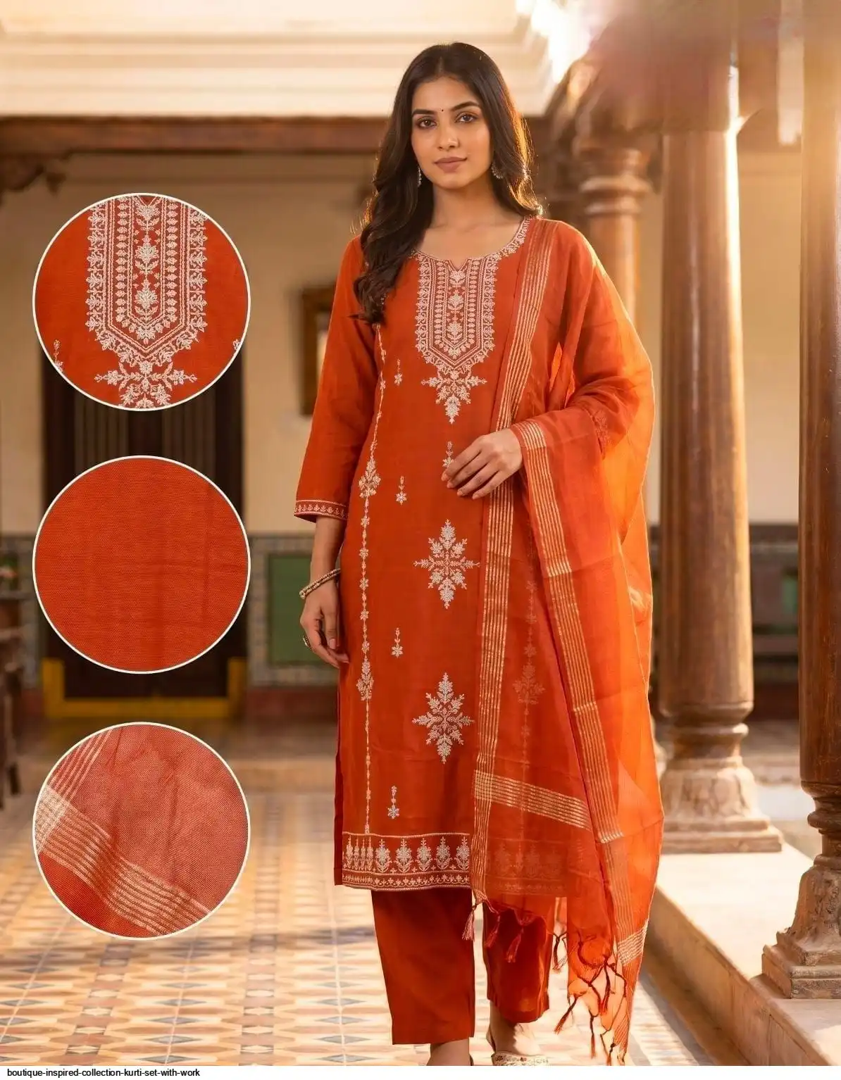 BOUTIQUE INSPIRED COLLECTION KURTI SET WITH WORK D