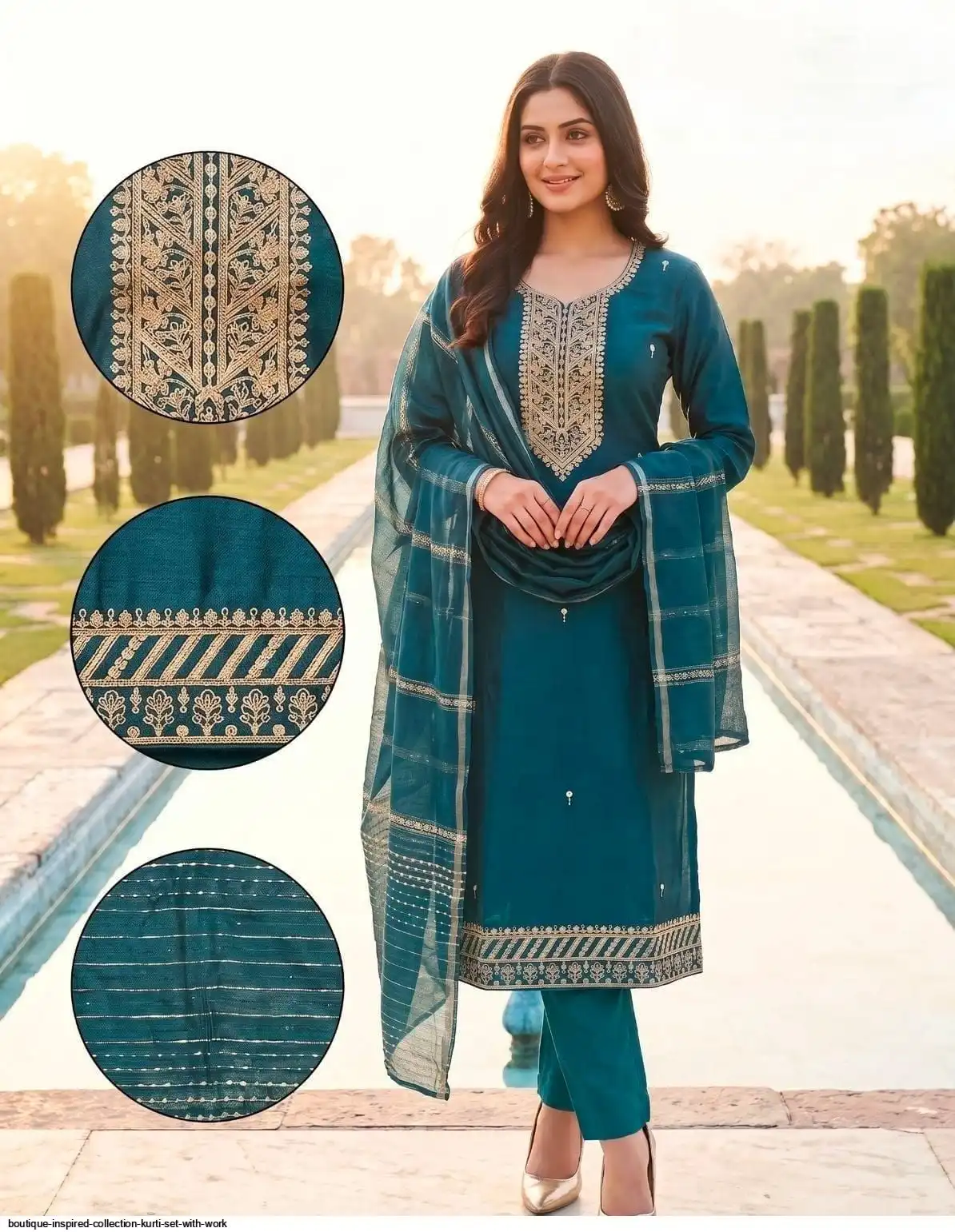 BOUTIQUE INSPIRED COLLECTION KURTI SET WITH WORK C