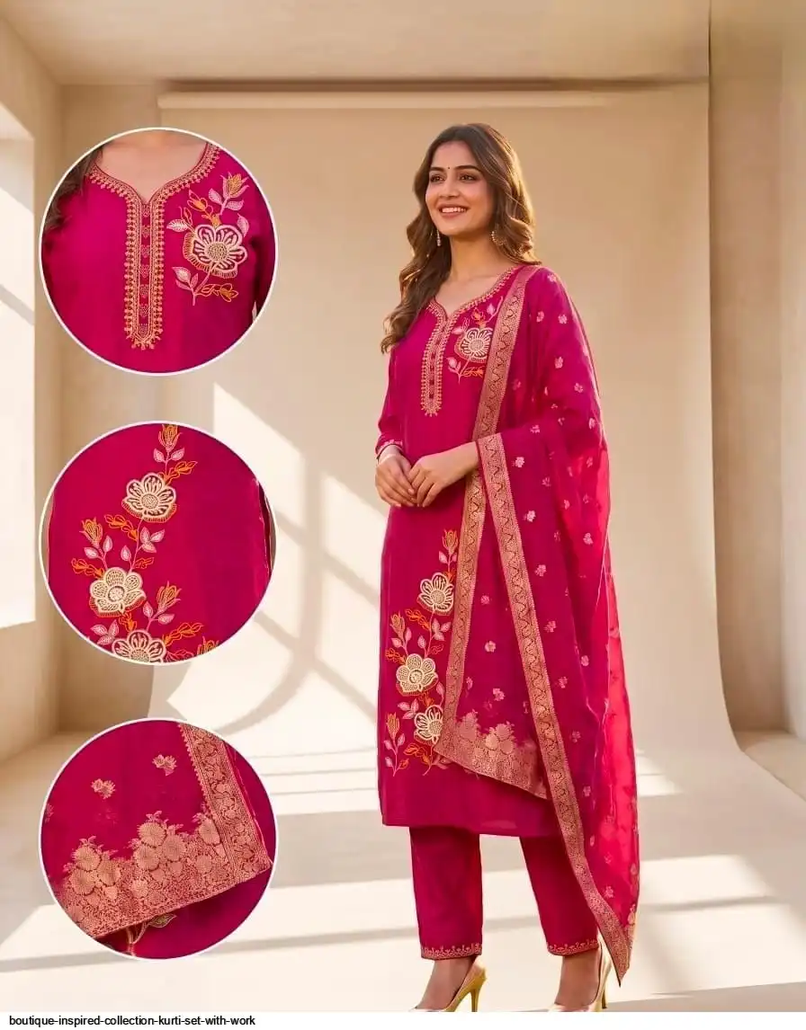 BOUTIQUE INSPIRED COLLECTION KURTI SET WITH WORK G
