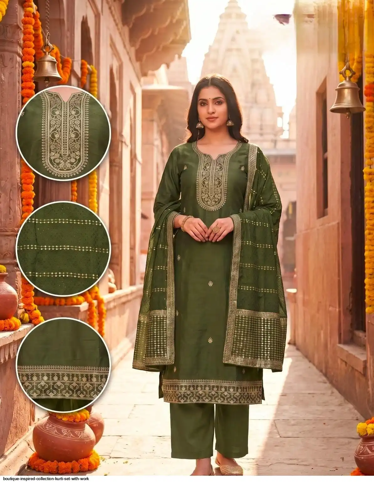 BOUTIQUE INSPIRED COLLECTION KURTI SET WITH WORK K