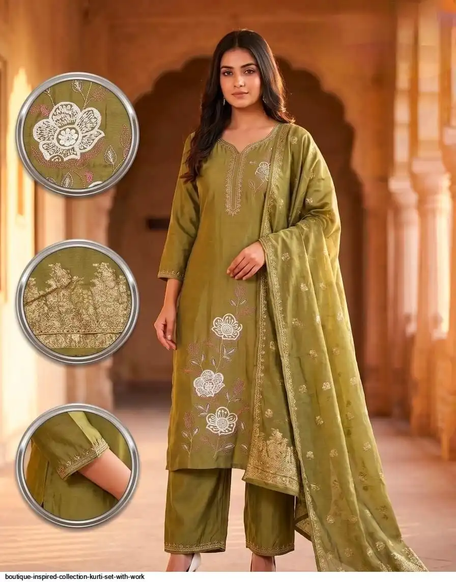 BOUTIQUE INSPIRED COLLECTION KURTI SET WITH WORK J