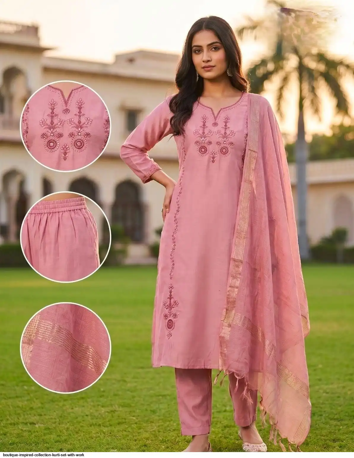 BOUTIQUE INSPIRED COLLECTION KURTI SET WITH WORK L
