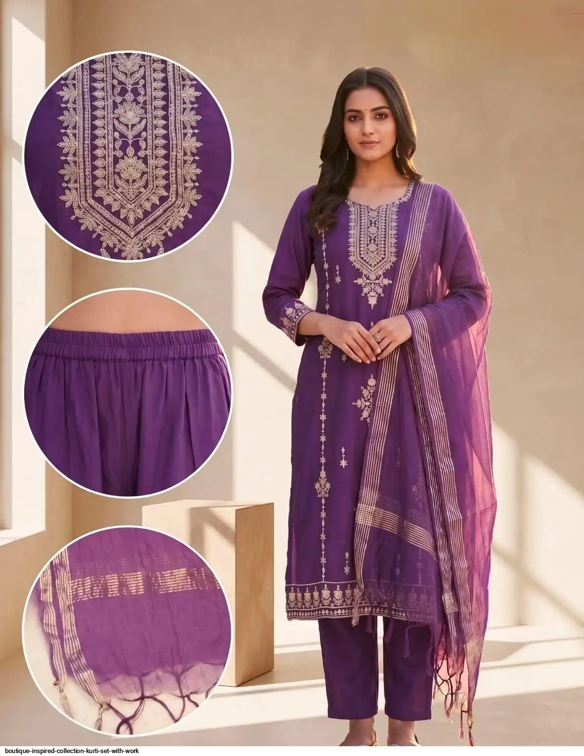 BOUTIQUE INSPIRED COLLECTION KURTI SET WITH WORK O