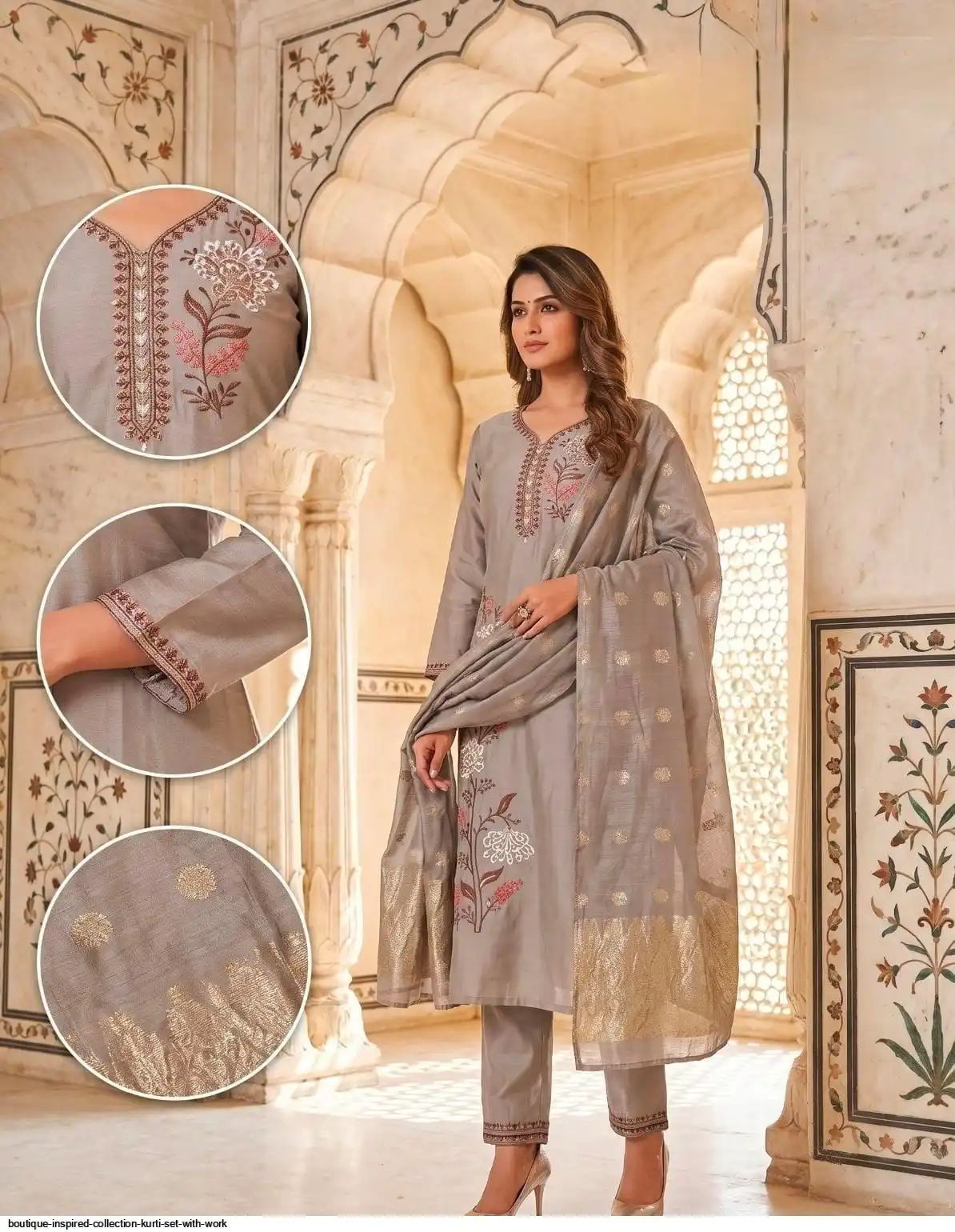 BOUTIQUE INSPIRED COLLECTION KURTI SET WITH WORK N