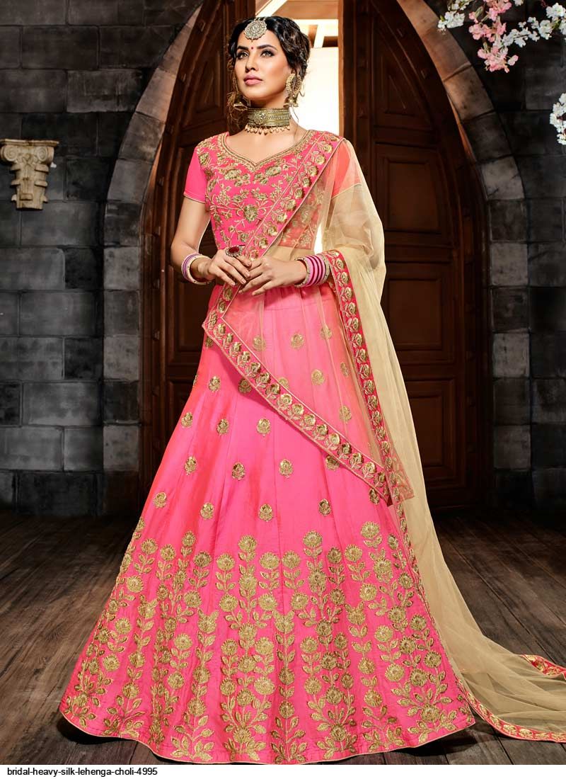 Net Fabric Red Colour Semi-Stitched Lehenga & Choli with Dupatta in  Embroidered,Resham Work