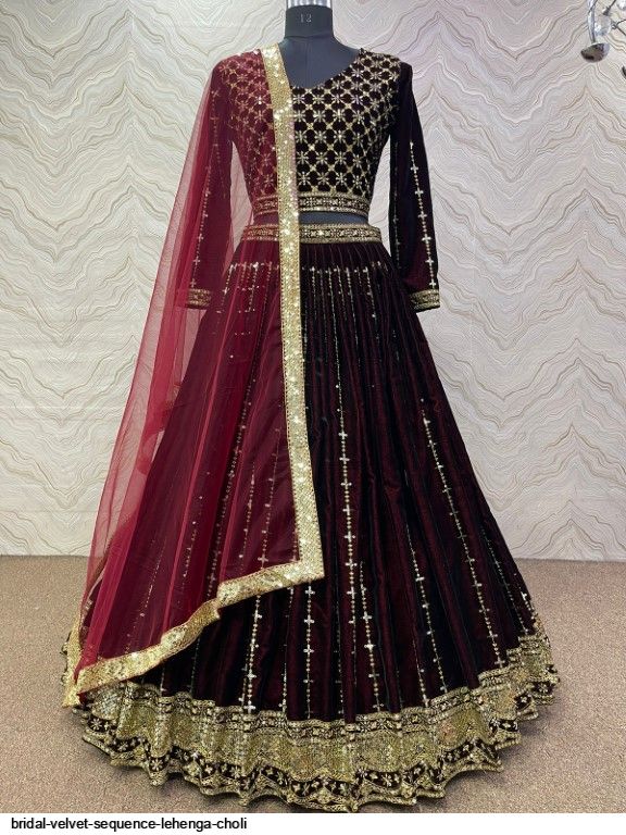 BRIDAL VELVET SEQUENCE LEHENGA CHOLI