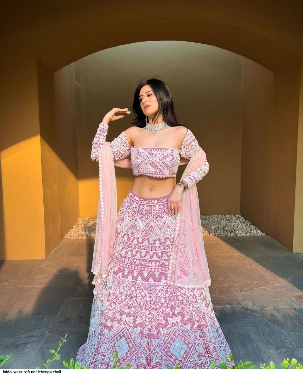 BRIDAL WEAR SOFT NET LEHENGA CHOLI