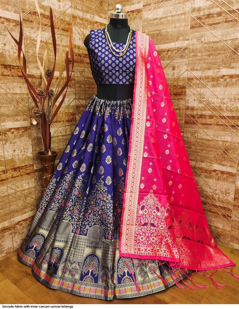 Banarasi Brocade Lehenga with inner cancan cheapest & canvas With Fussing