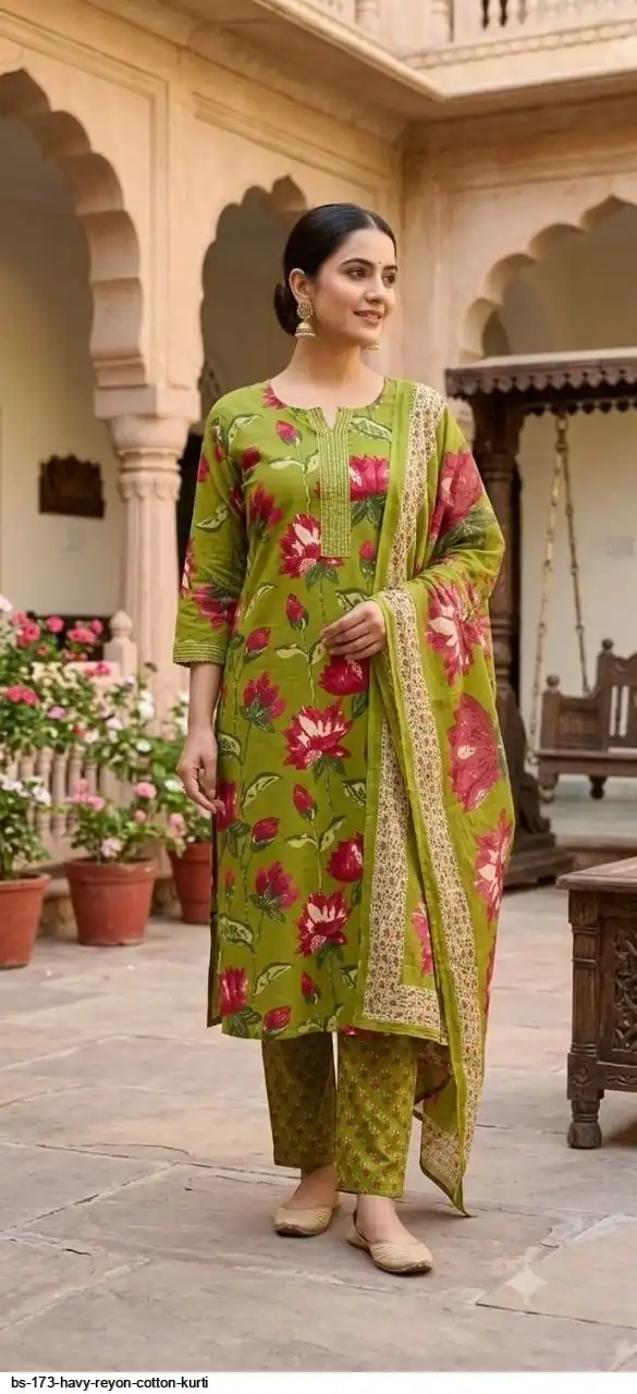 BS 173 HAVY REYON COTTON KURTI 1