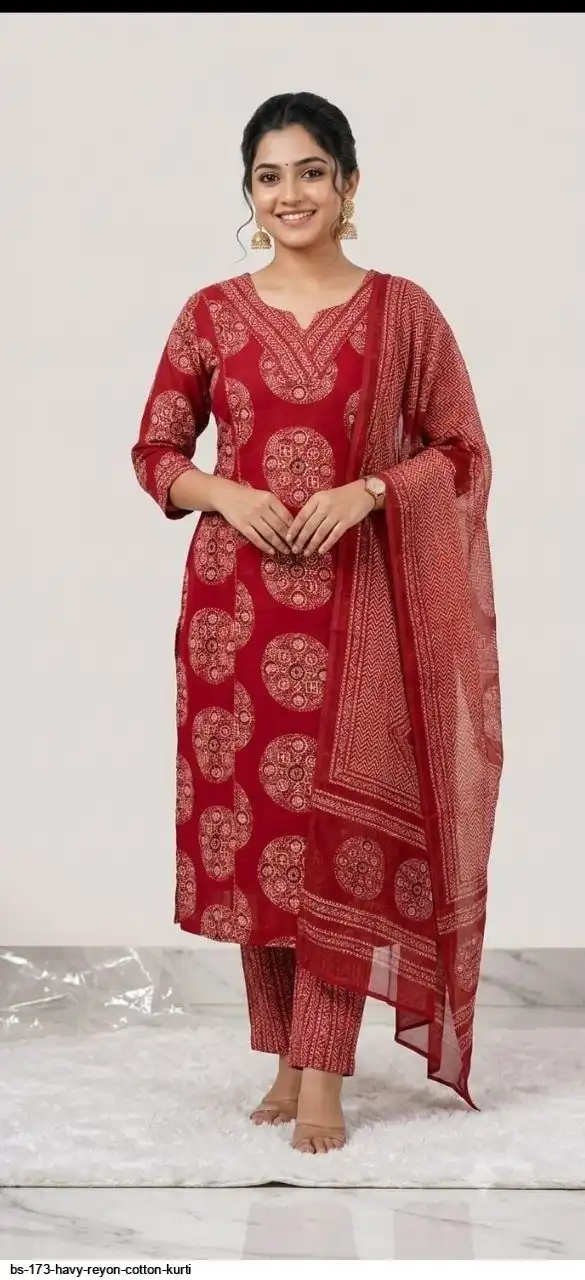 BS 173 HAVY REYON COTTON KURTI 2