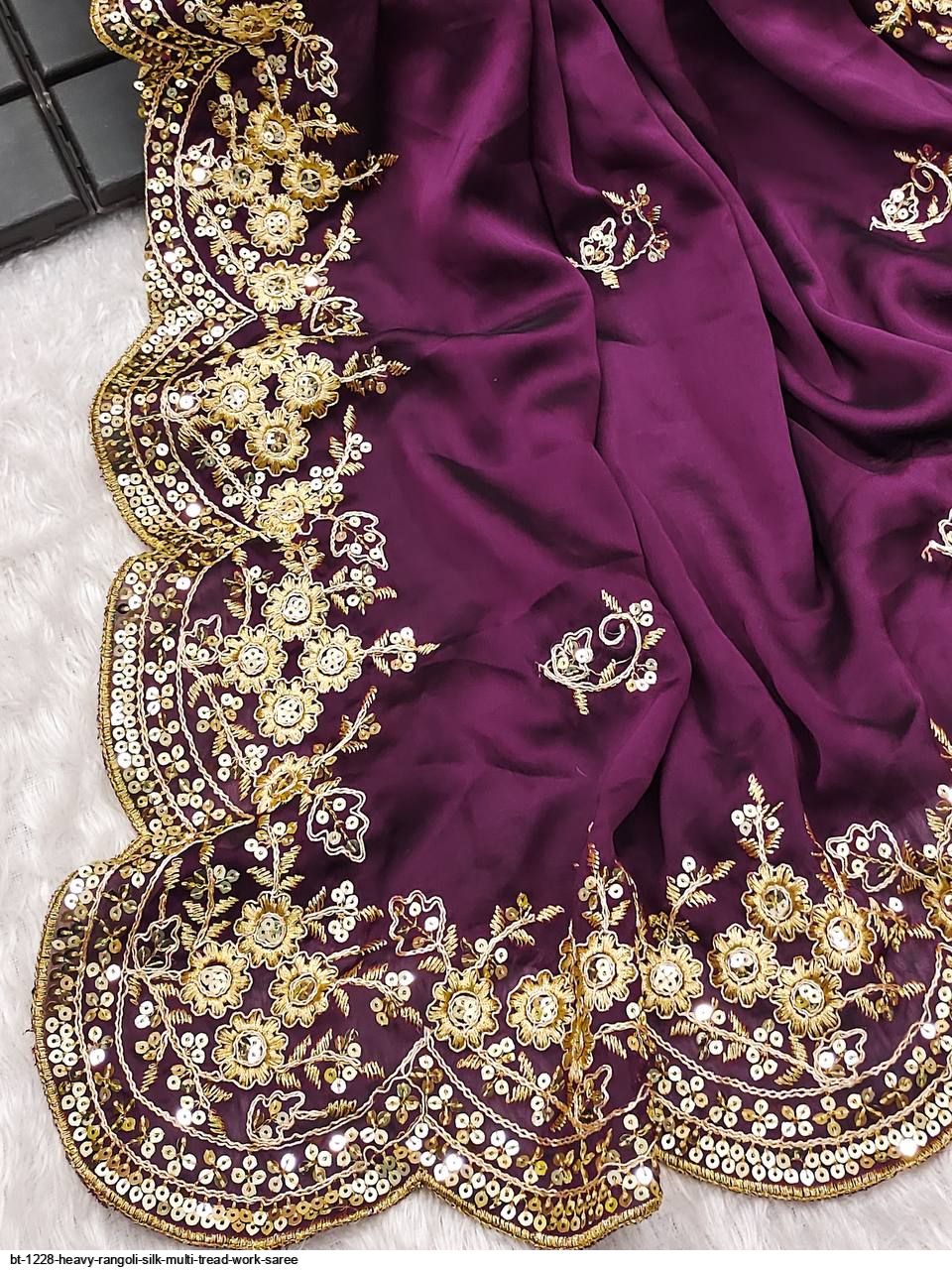 BT-1228 Heavy Rangoli Silk Multi Tread WORK SAREE
