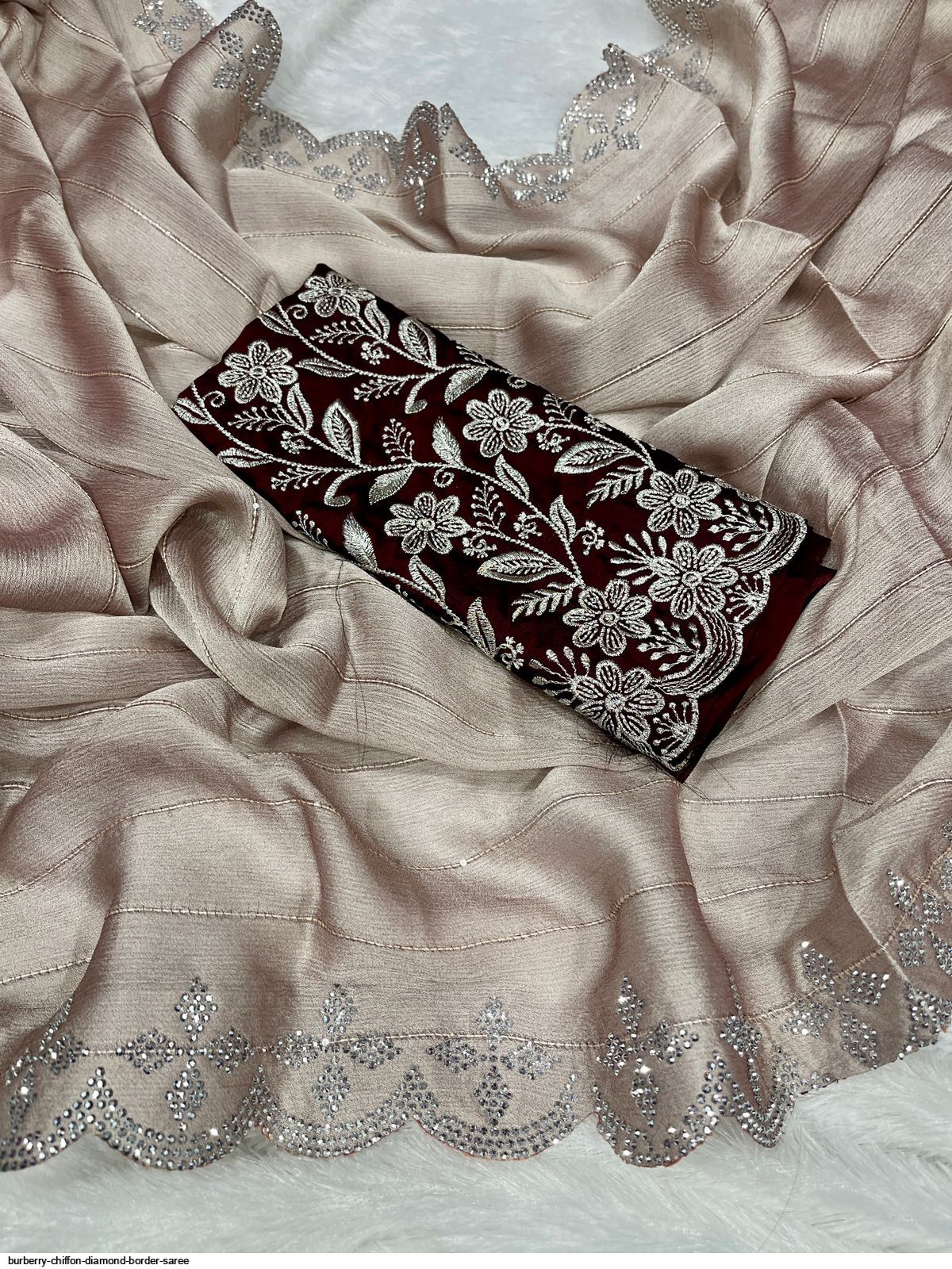 BURBERRY CHIFFON DIAMOND BORDER SAREE F