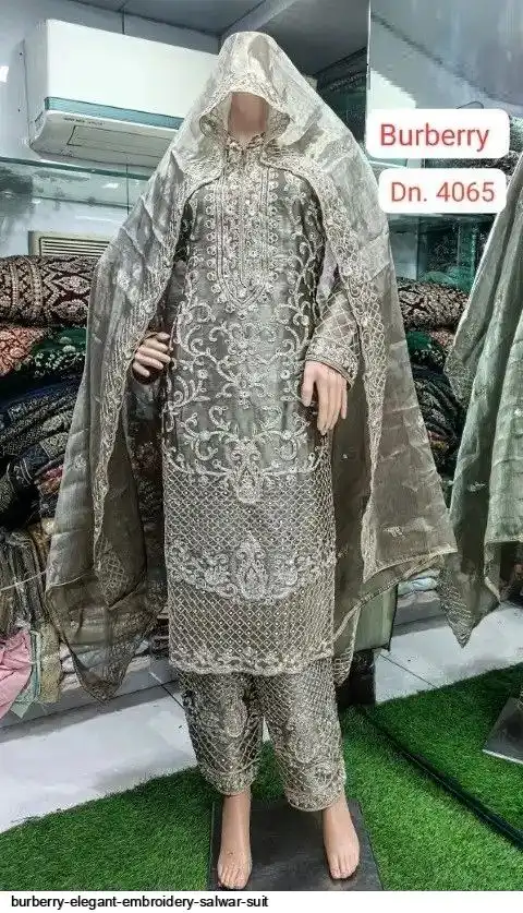 BURBERRY ELEGANT EMBROIDERY SALWAR SUIT C