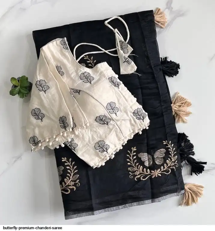 BUTTERFLY PREMIUM CHANDERI SAREE 2