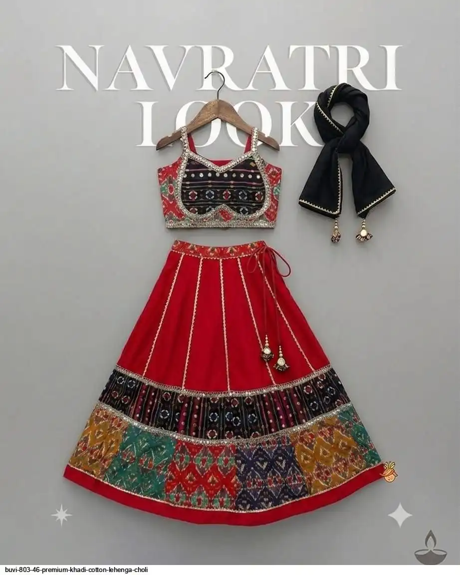 BUVI 803 46 PREMIUM KHADI COTTON LEHENGA CHOLI 4