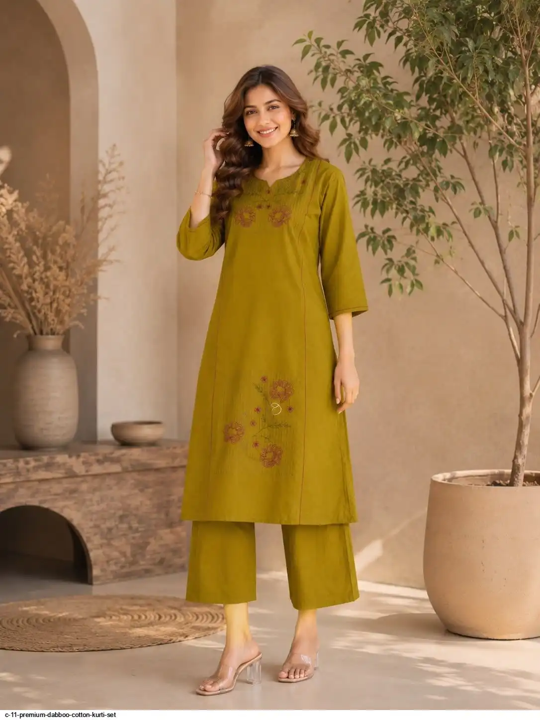 C 11 PREMIUM DABBOO COTTON KURTI SET A