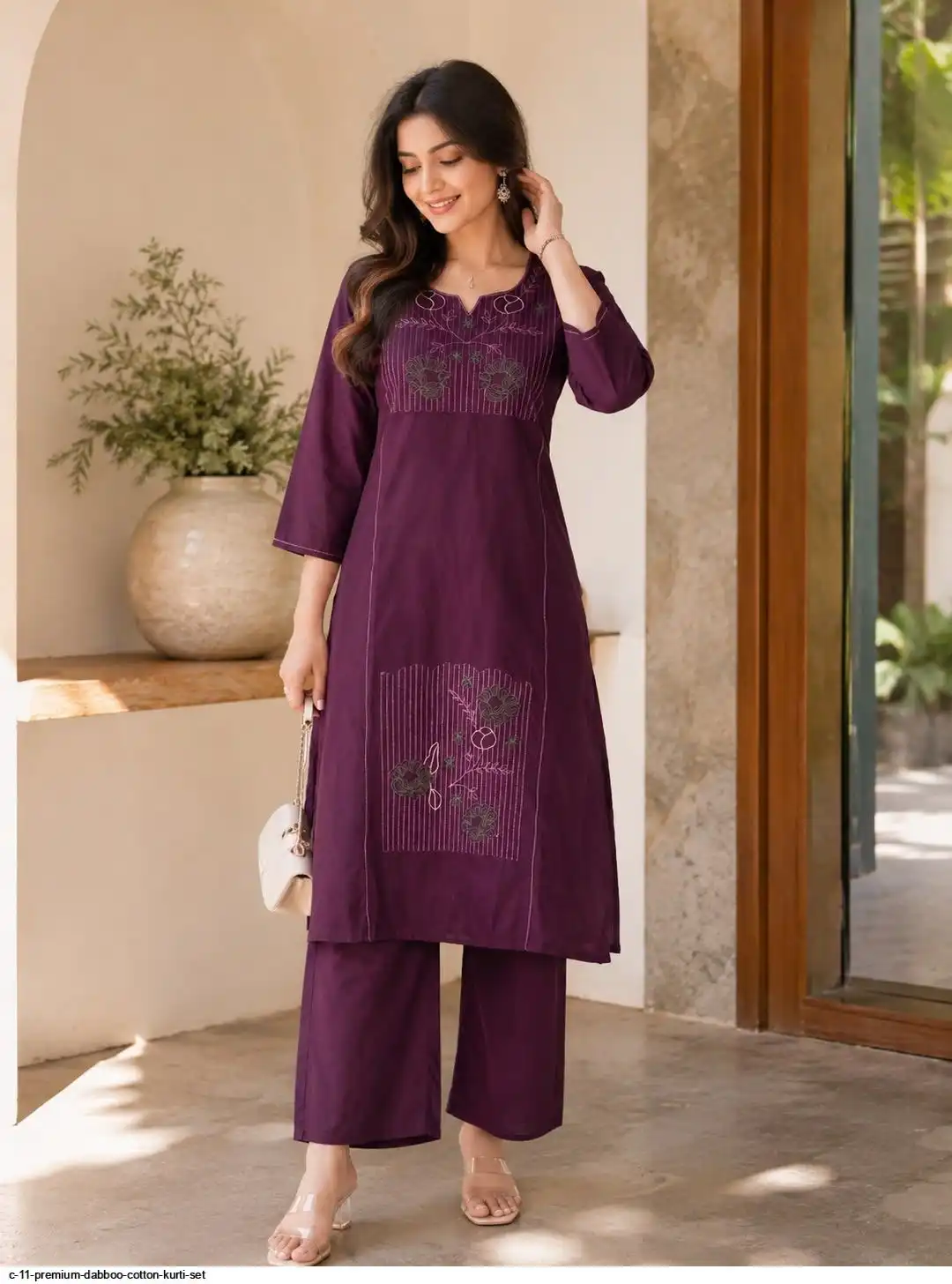 C 11 PREMIUM DABBOO COTTON KURTI SET B