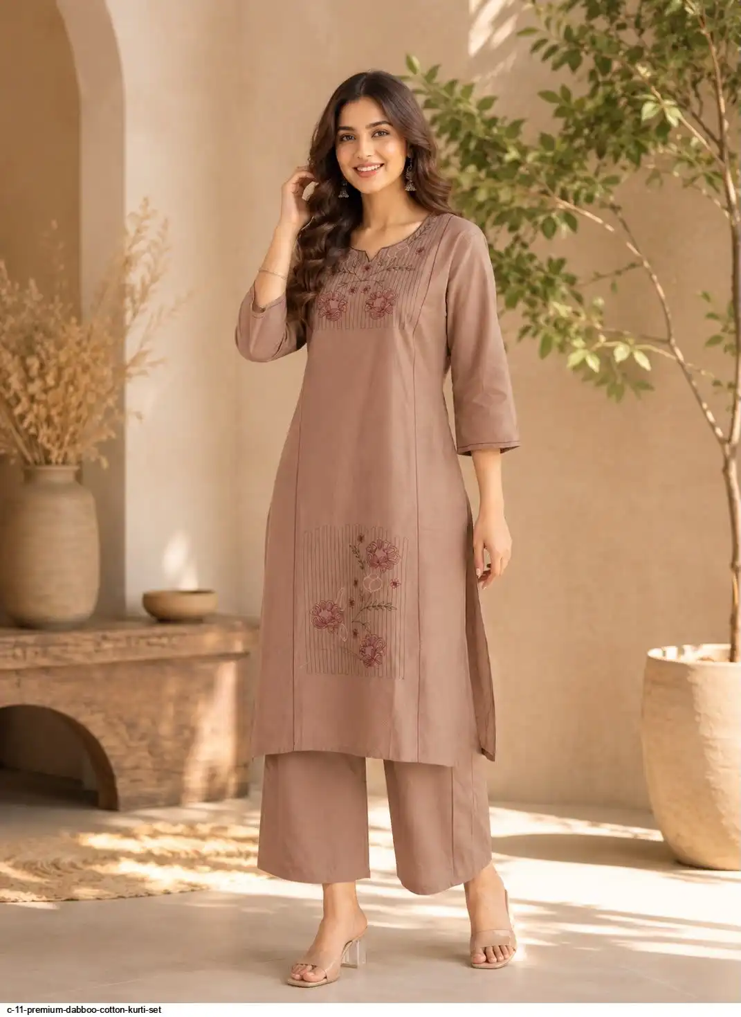 C 11 PREMIUM DABBOO COTTON KURTI SET C