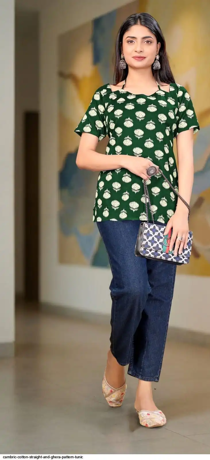 CAMBRIC COTTON STRAIGHT AND GHERA PATTERN TUNIC O
