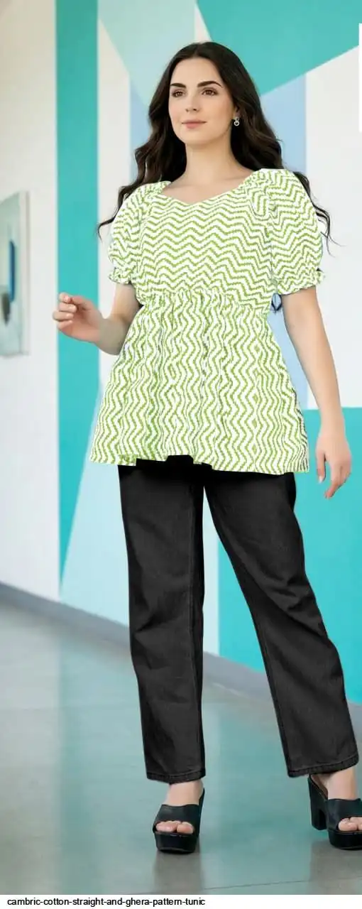 CAMBRIC COTTON STRAIGHT AND GHERA PATTERN TUNIC N
