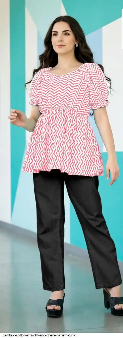 CAMBRIC COTTON STRAIGHT AND GHERA PATTERN TUNIC Q