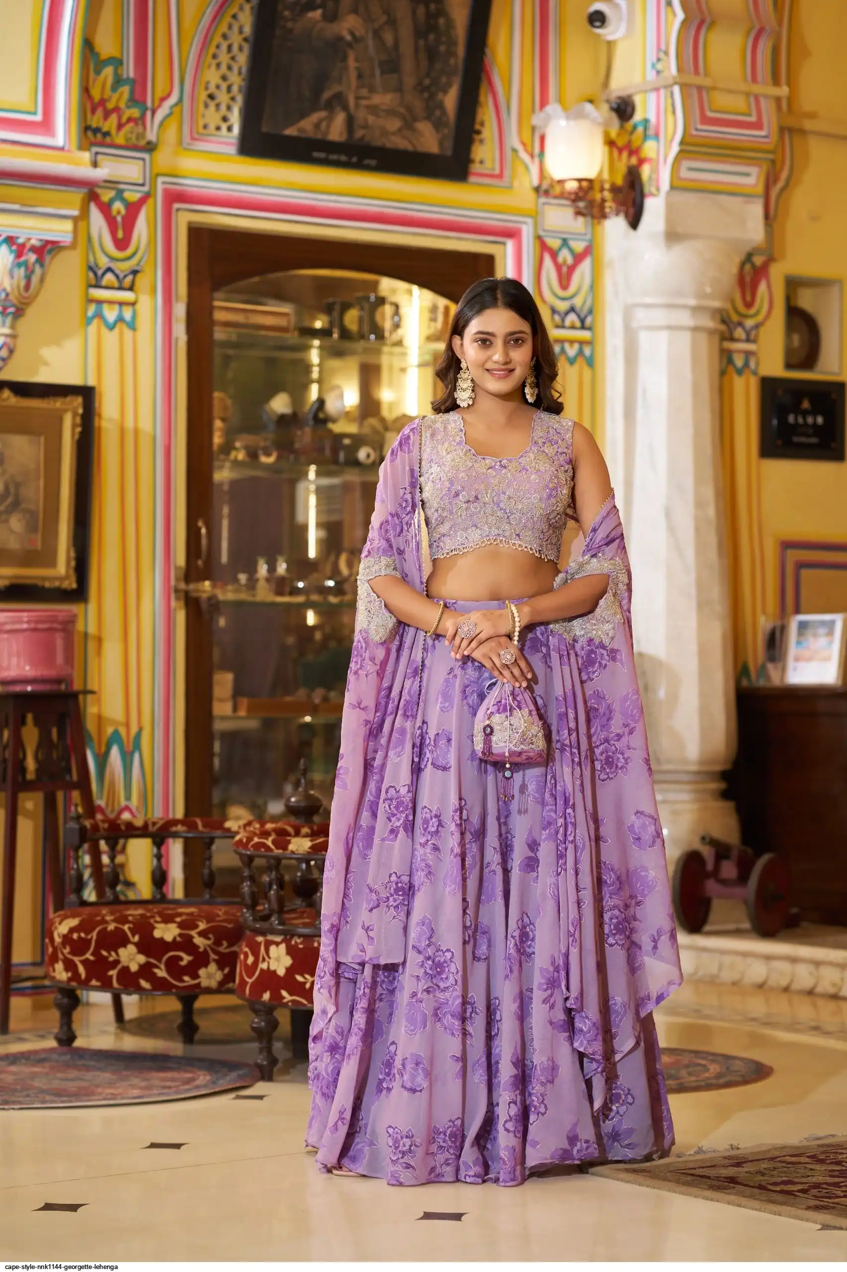 CAPE STYLE NNK1144 GEORGETTE LEHENGA 1