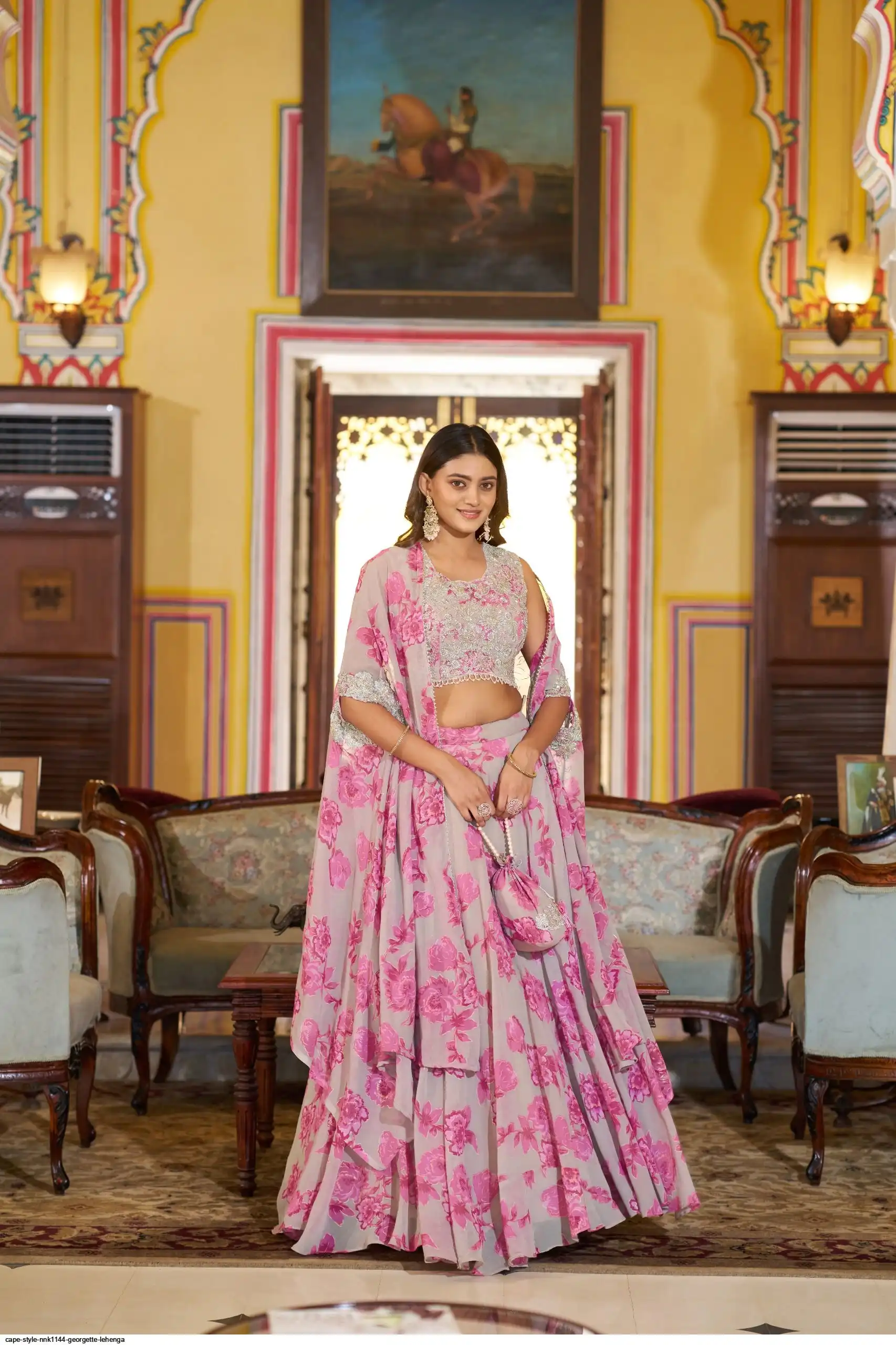 CAPE STYLE NNK1144 GEORGETTE LEHENGA 3