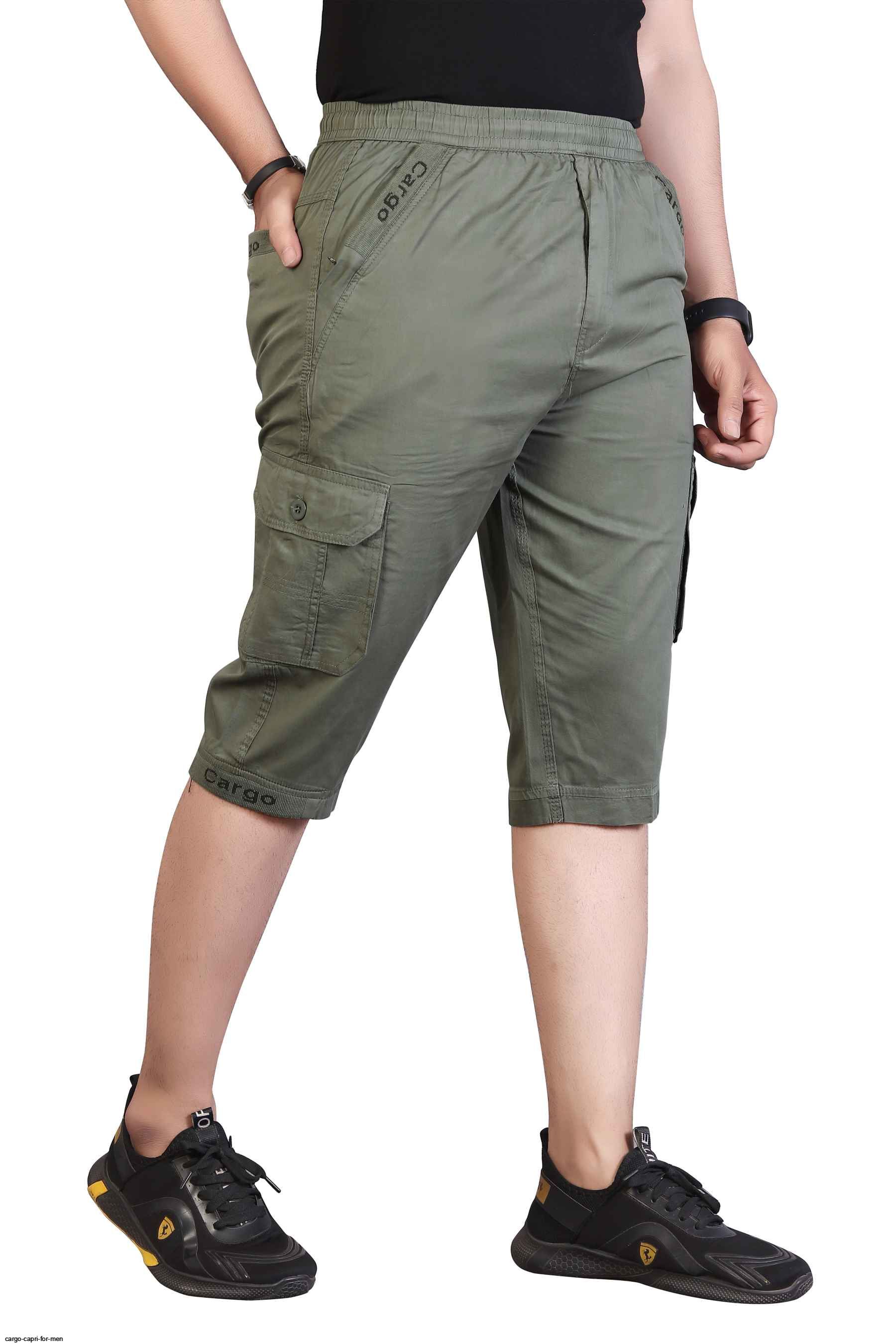 Multi Pockets Mens Black Cargo Shorts Capri Trousers Cotton - Etsy Norway