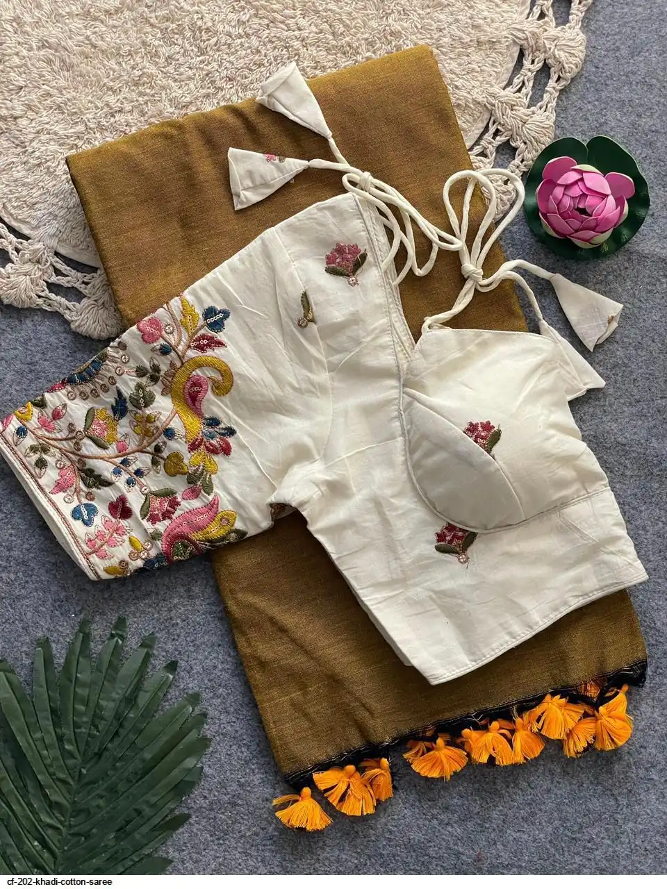 CF 202 KHADI COTTON SAREE F