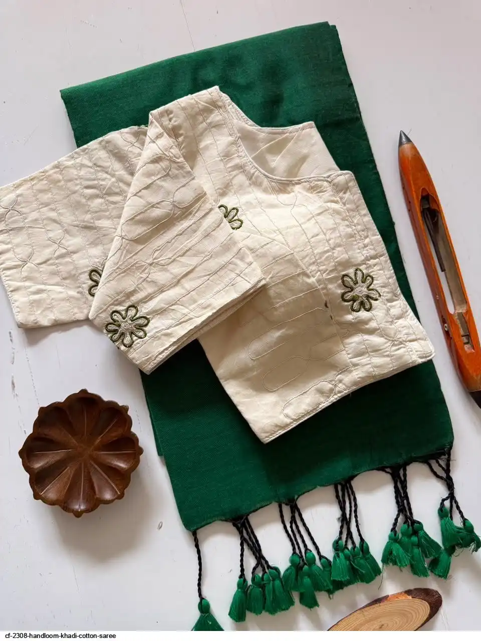 CF 2308 HANDLOOM KHADI COTTON SAREE 3