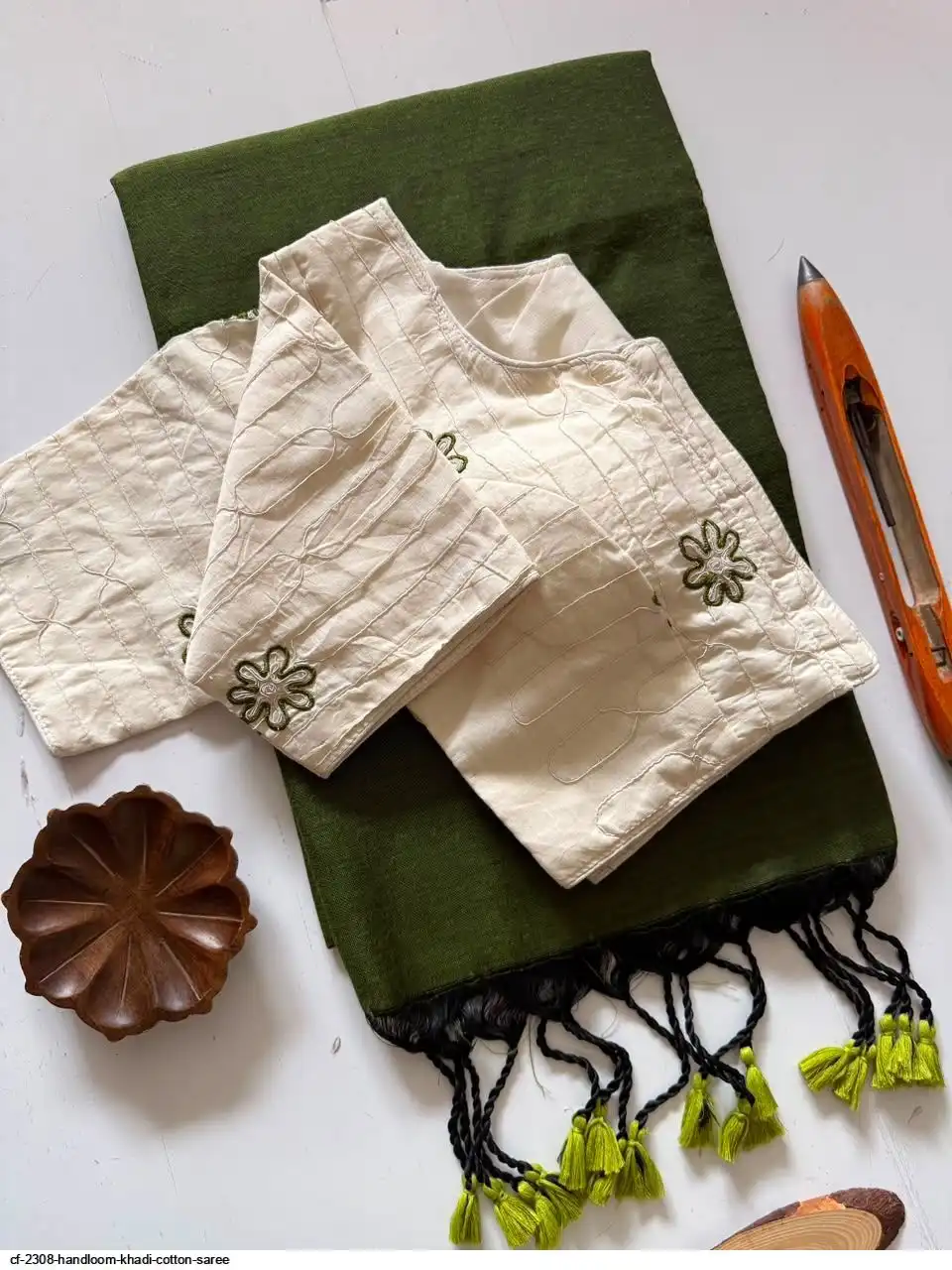 CF 2308 HANDLOOM KHADI COTTON SAREE 7