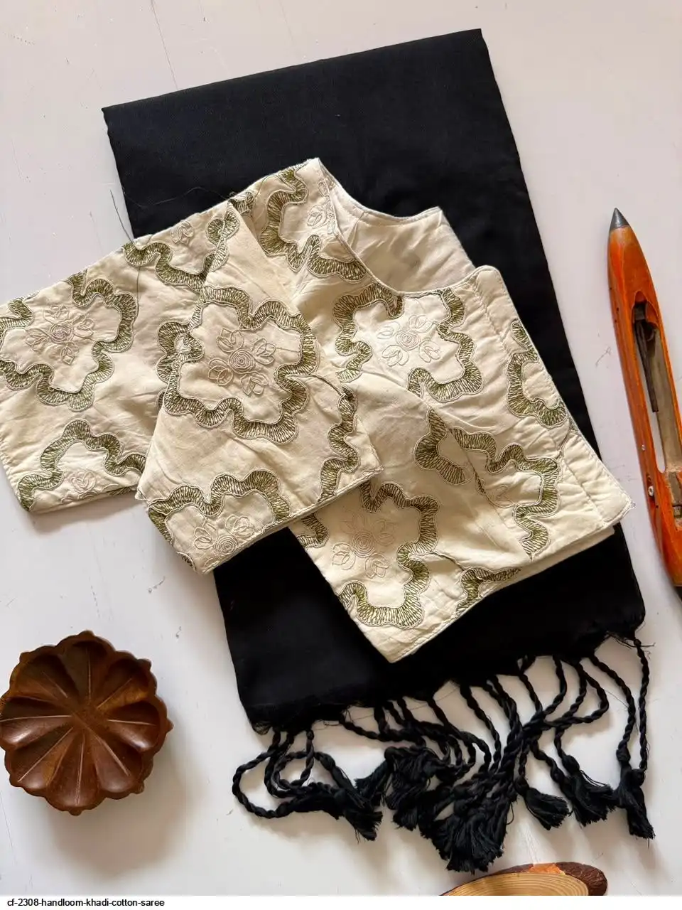 CF 2308 HANDLOOM KHADI COTTON SAREE 8