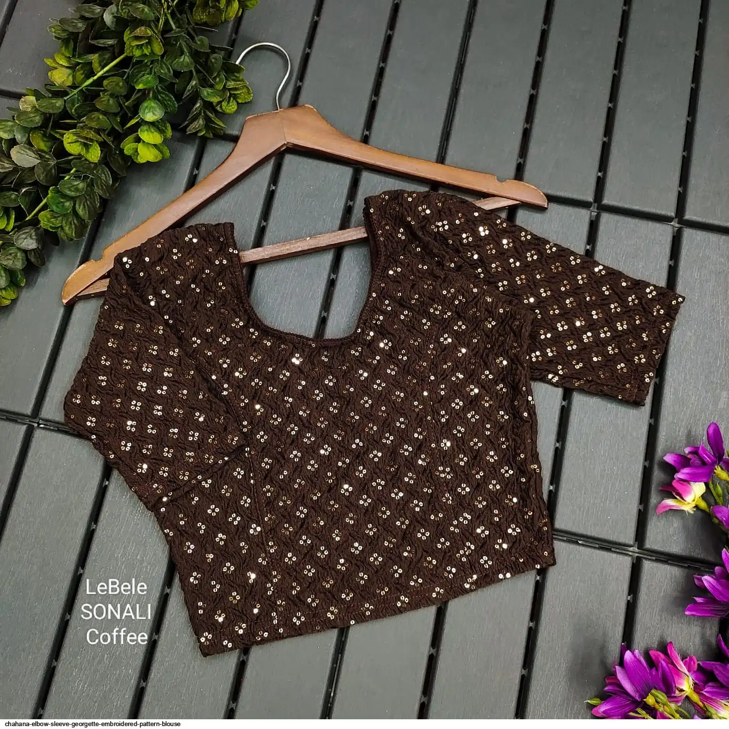 CHAHANA ELBOW SLEEVE GEORGETTE EMBROIDERED PATTERN BLOUSE 1