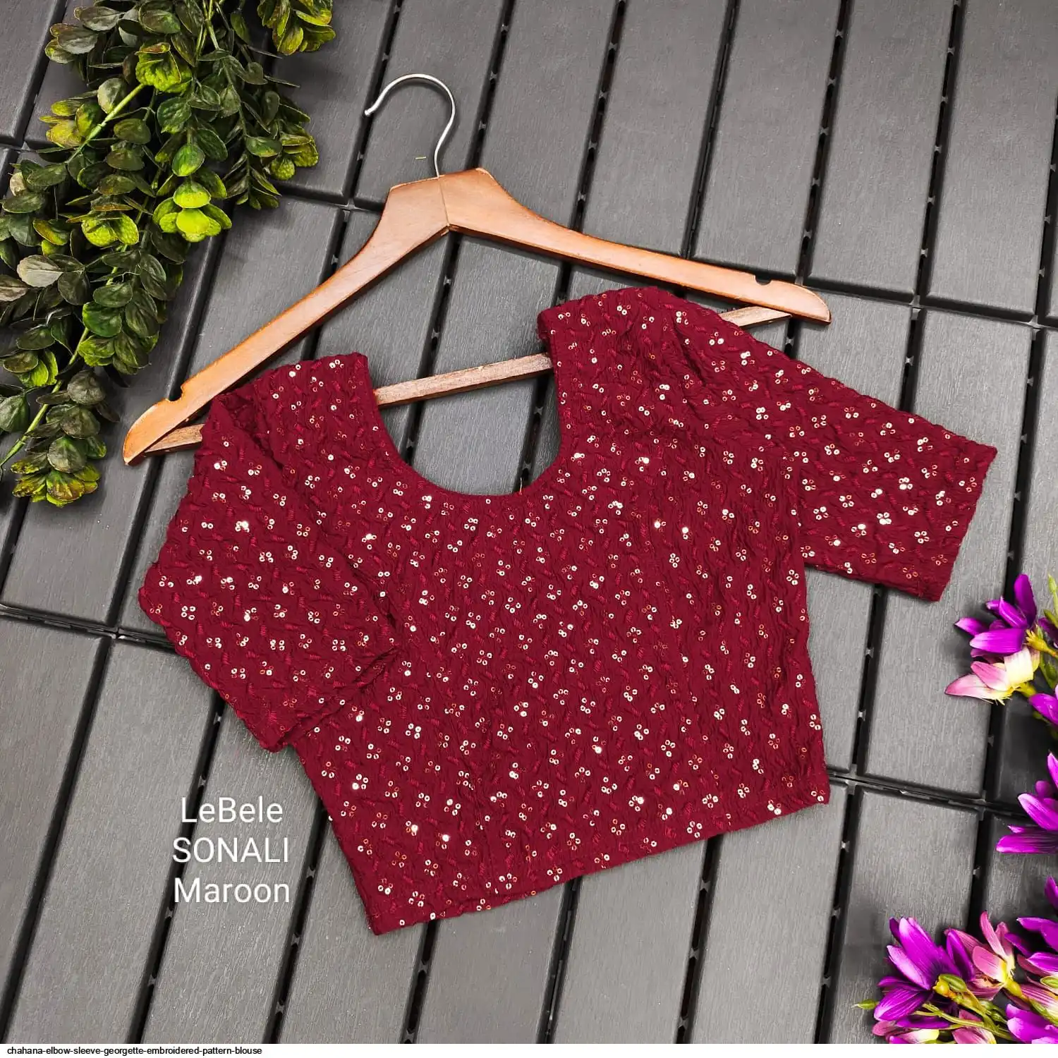 CHAHANA ELBOW SLEEVE GEORGETTE EMBROIDERED PATTERN BLOUSE 4