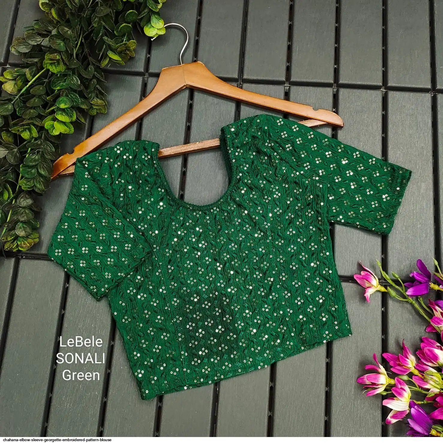 CHAHANA ELBOW SLEEVE GEORGETTE EMBROIDERED PATTERN BLOUSE 8