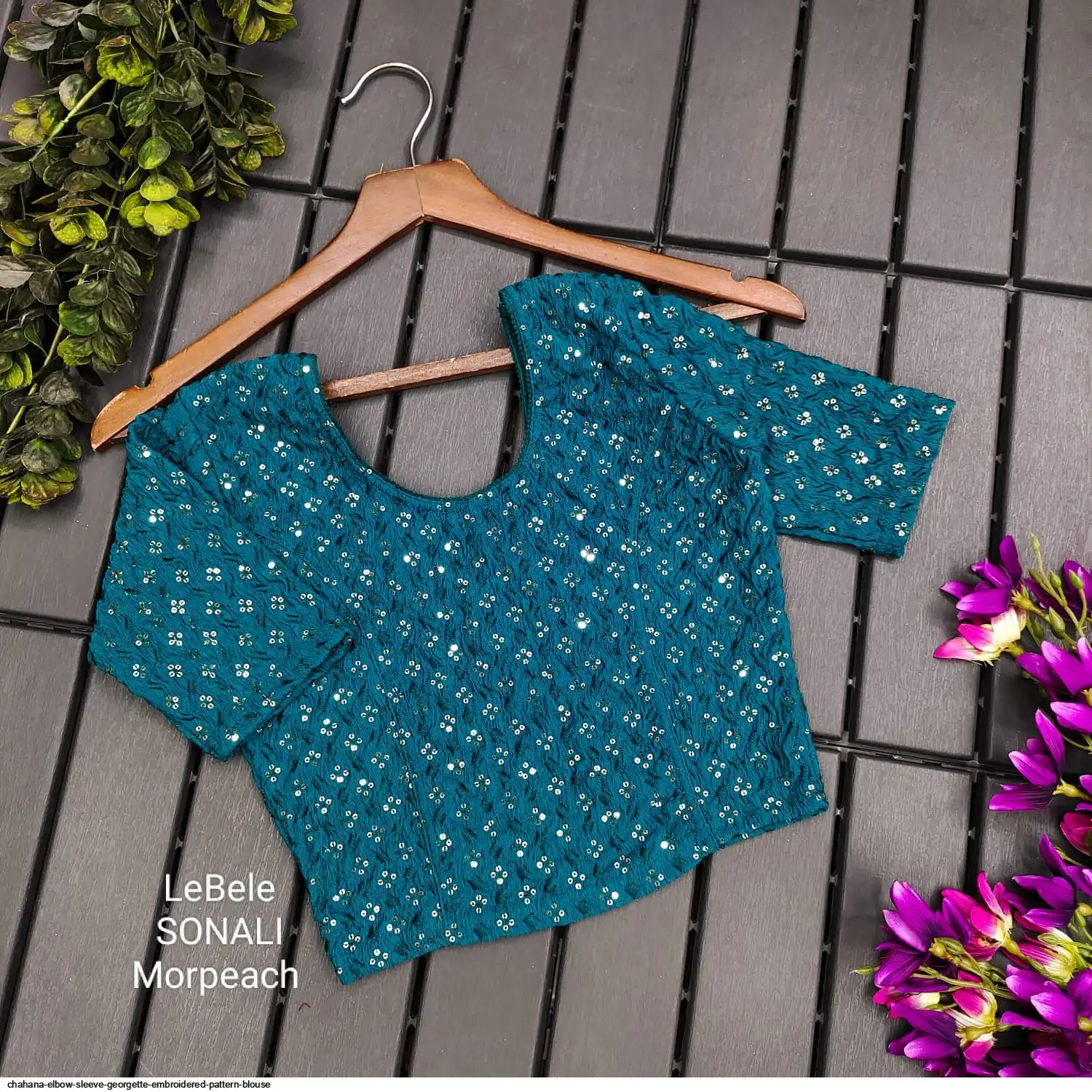 CHAHANA ELBOW SLEEVE GEORGETTE EMBROIDERED PATTERN BLOUSE 10